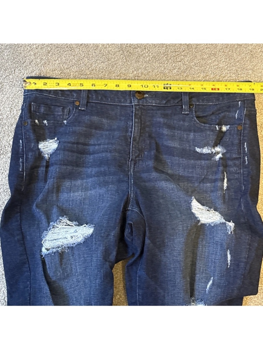 Lane Bryant Women's Blue denim Distressed Ripped Skinny Jeans Stretch size 18 R - Picture 7 of 12